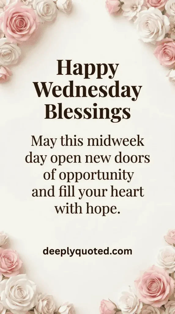 Wednesday Blessings image with an inspirational quote about new opportunities and hope