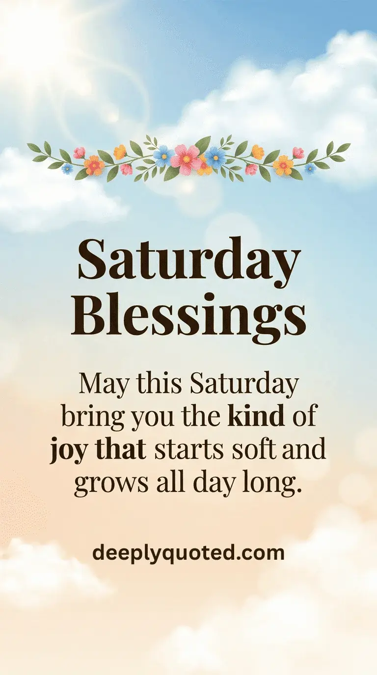 Saturday Blessings image with an inspirational quote wishing a joyful Saturday filled with lasting happiness